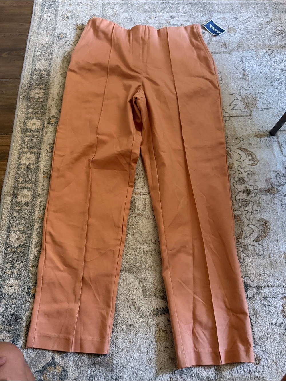 Maison d’ Amelie High-Waist Straight Leg Pants — Terracotta